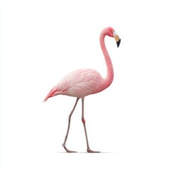 Fototapeta premium Pink flamingo standing tall isolated on white background