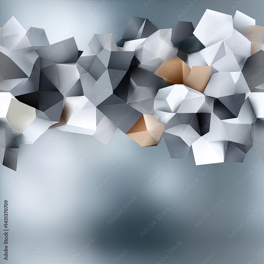 Poster low-poly gray geometric shapes create an abstract background, perfect for modern presentations or de