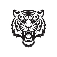 Vector Tiger Face Logo in Bold Black Silhouette Style
