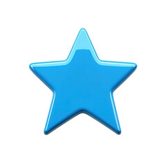 Obraz premium Glossy Blue Star Icon 3D Render of a Shiny Star