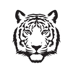 Tiger Face Silhouette Logo Design in Black and White