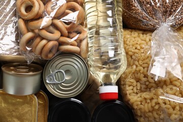 Different food products as background, top view