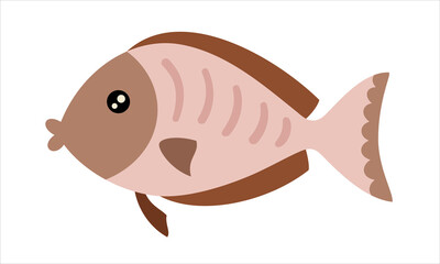 Boho fish clipart, cartoon sea character. Ocean animal hand drawn vector illustration in flat style