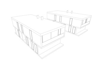 architectural drawing of a house  vector 3d illustration
