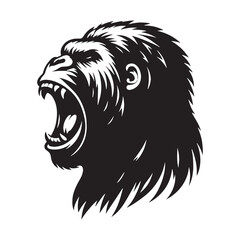 Graphic roaring gorilla silhouette vector ready for striking logo placement – roaring gorilla silhouette – roaring gorilla vector – roaring gorilla illustration – silhouette of roaring gorilla 