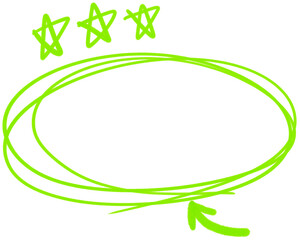 Circle, Arrow, Neon Marker Textured, Emphasis Symbol, Stars, Importance, Highlight, Icon, Decorative Design Element