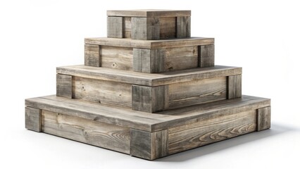 Rustic Wooden Pyramid Display Stand Perfect for showcasing products or creating a unique visual presentation.