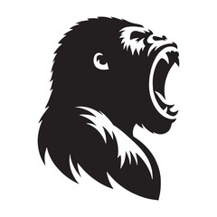 Fototapeta premium Monochrome roaring gorilla silhouette vector engineered for strong identity – roaring gorilla silhouette – roaring gorilla vector – roaring gorilla illustration – silhouette of roaring gorilla