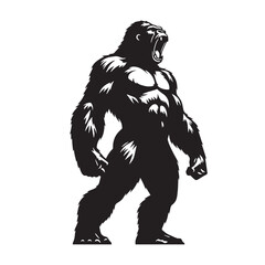 Roaring gorilla silhouette vector designed with bold shapes and clean lines – roaring gorilla silhouette – roaring gorilla vector – roaring gorilla illustration – silhouette of roaring gorilla 
