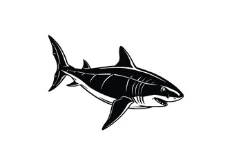 Obraz premium Silhouette of great white shark isolated on a white background