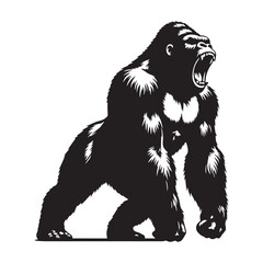 Raw expressive roaring gorilla silhouette vector for high-impact graphics – roaring gorilla silhouette – roaring gorilla vector – roaring gorilla illustration – silhouette of roaring gorilla  © Naseem