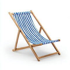 Striped beach chair, summer isolated on white background