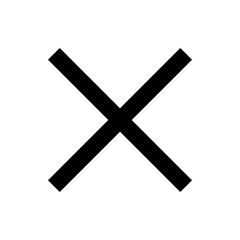 Fototapeta premium Illustration of a simple black x mark consisting of two intersecting lines on a plain white background view