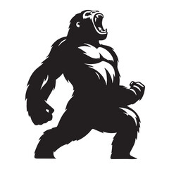 Fototapeta premium Compact roaring gorilla silhouette vector ideal for print and digital art – roaring gorilla silhouette – roaring gorilla vector – roaring gorilla illustration – silhouette of roaring gorilla