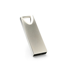 One modern flash drive isolated on white