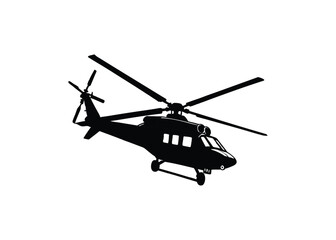 Fototapeta premium Silhouette of helicopter isolated on a white background