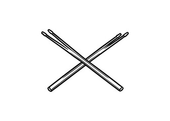 Obraz premium Silhouette of hickory drumsticks isolated on a white background