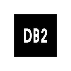 Illustration of the letters d and b followed by the number two in white on a solid black background area