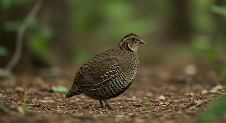 Northern bobwhite quail observing its surroundings in a natural habitat