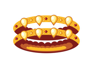 Indian Jewelry Gold Bangles Traditional Bridal Set Yellow White Pearls Design Vector