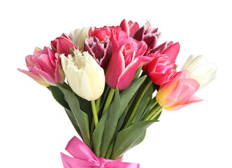 Bouquet of beautiful tulips isolated on white