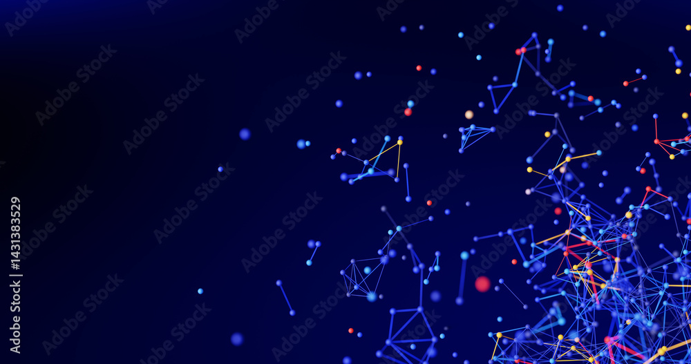 Poster intricate ai network of interconnected dots and lines forms a digital plexus, illustrating neural li