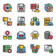 Set of Binary Data Flat Icons