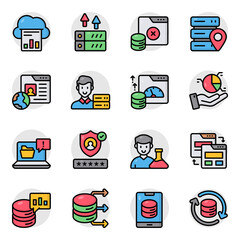 Set of Data and Technology Flat Icons