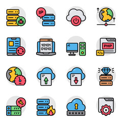 Set of Data and Analytics Flat Icons
