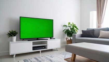 green screen of television in livingroom with clean background. Custom AI Model