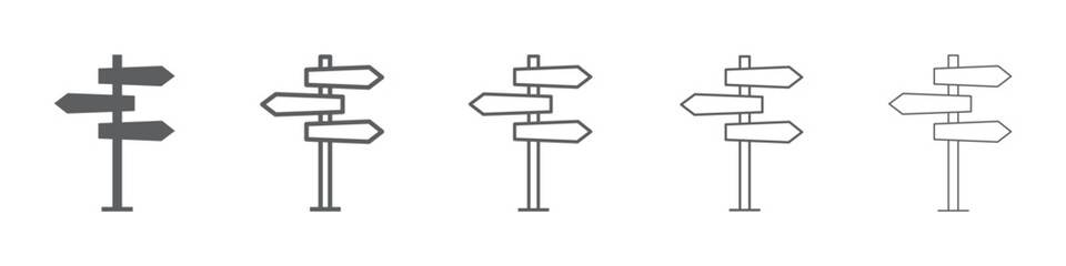 Signpost icon, direction. Travel, set of road sign. Vector illustration.