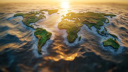 Global map at sunrise