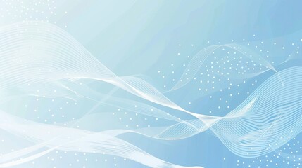 Abstract light blue background vector presentation design with white wave elements and dots 