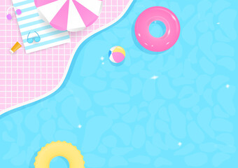 Swimming pool with summer elements background