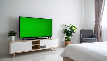 green screen of television in bedroom with clean background. Custom AI Model