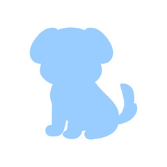 Blue puppy silhouette vector illustration. Hand drawn cute dog shape in pastel color, isolated for kids and pet themed designs. Blue puppy silhouette vector illustration