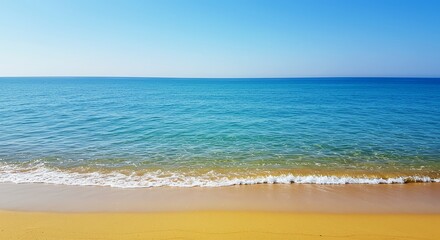 Serene Coastal Scene Azure Ocean Meets Golden Sands
