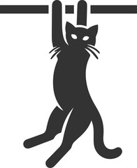 Cat with tree branch vector silhouette