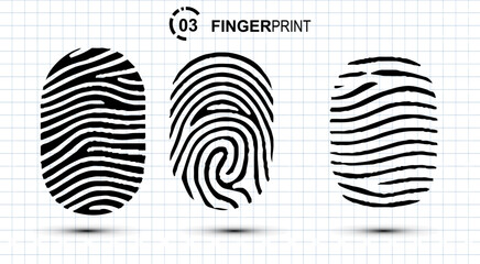 Thumb finger prints. Access icons. Fingerprint and thumbprint. Biometric identification. 
