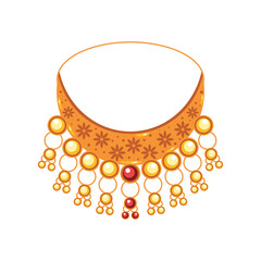 Indian Jewelry Gold Choker Necklace Bridal Ethnic Traditional Pendant Vector
