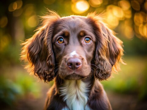 Adorable Sprocker Spaniel Puppy Portrait - Happy Dog Photo
