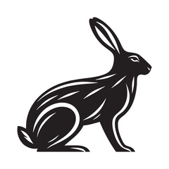 Defined hare silhouette vector for use in scalable logos, illustrations, and more – hare silhouette – hare vector – hare illustration – silhouette of hare – hare icon

