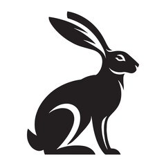 Simple hare silhouette vector perfect for minimalistic logos and illustrations – hare silhouette – hare vector – hare illustration – silhouette of hare – hare icon

