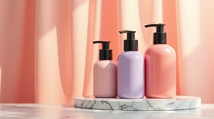 Naklejka premium Soft pastel beauty products display