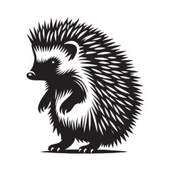 Clean hedgehog silhouette vector for use in print, digital logos, and branding – hedgehog silhouette – hedgehog vector – hedgehog illustration – silhouette of hedgehog – hedgehog icon

