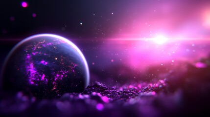Obraz premium Purple planet cosmic background