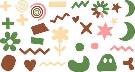 Abstract Shapes Flowers Stars Moons and Geometric Patterns Clipart