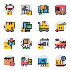 Set of Freight Flat Icons