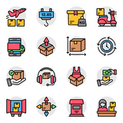 Set of Logistic and Cargo Flat Icons