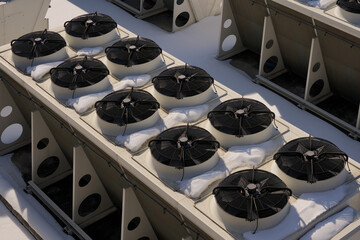 Refrigeration chillers installed in a row